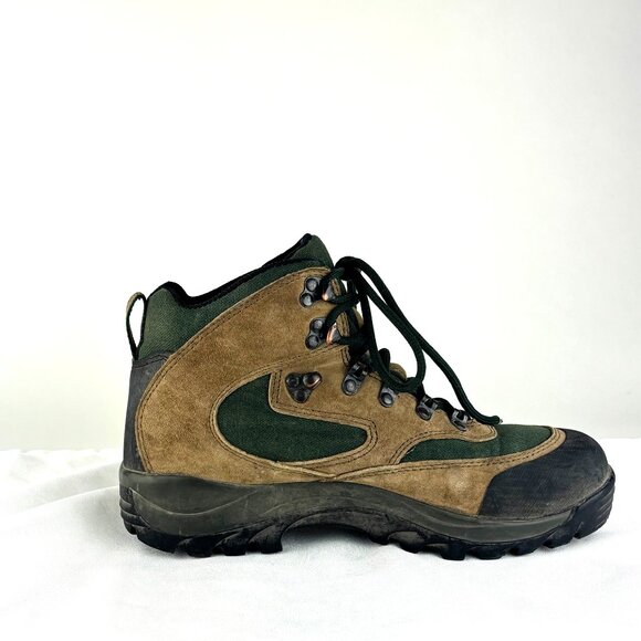 Merrell & REI Monarch Gore-Tex Hiking Boots Brown/Forest Green Waterproof Vibram - Picture 3 of 13